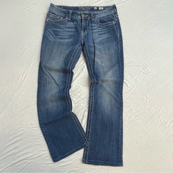 Miss Me Women's Straight Leg Bootcut Blue Jeans - Picture 2 of 10